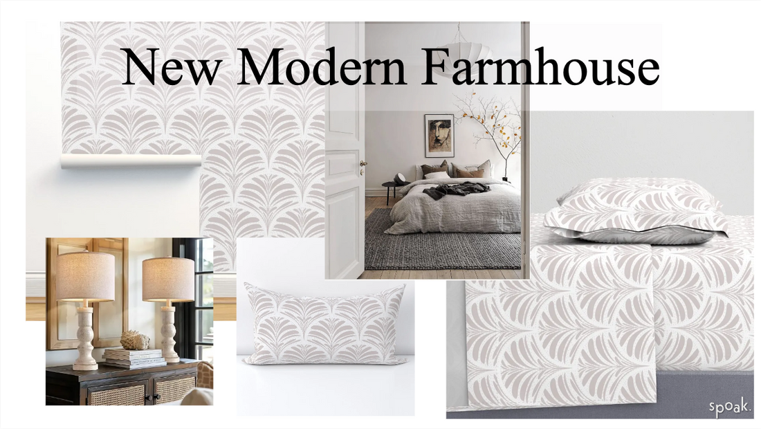 Transform Your Space with Modern Farmhouse Decor: Warm Taupe Wallpaper and Perfect Lighting