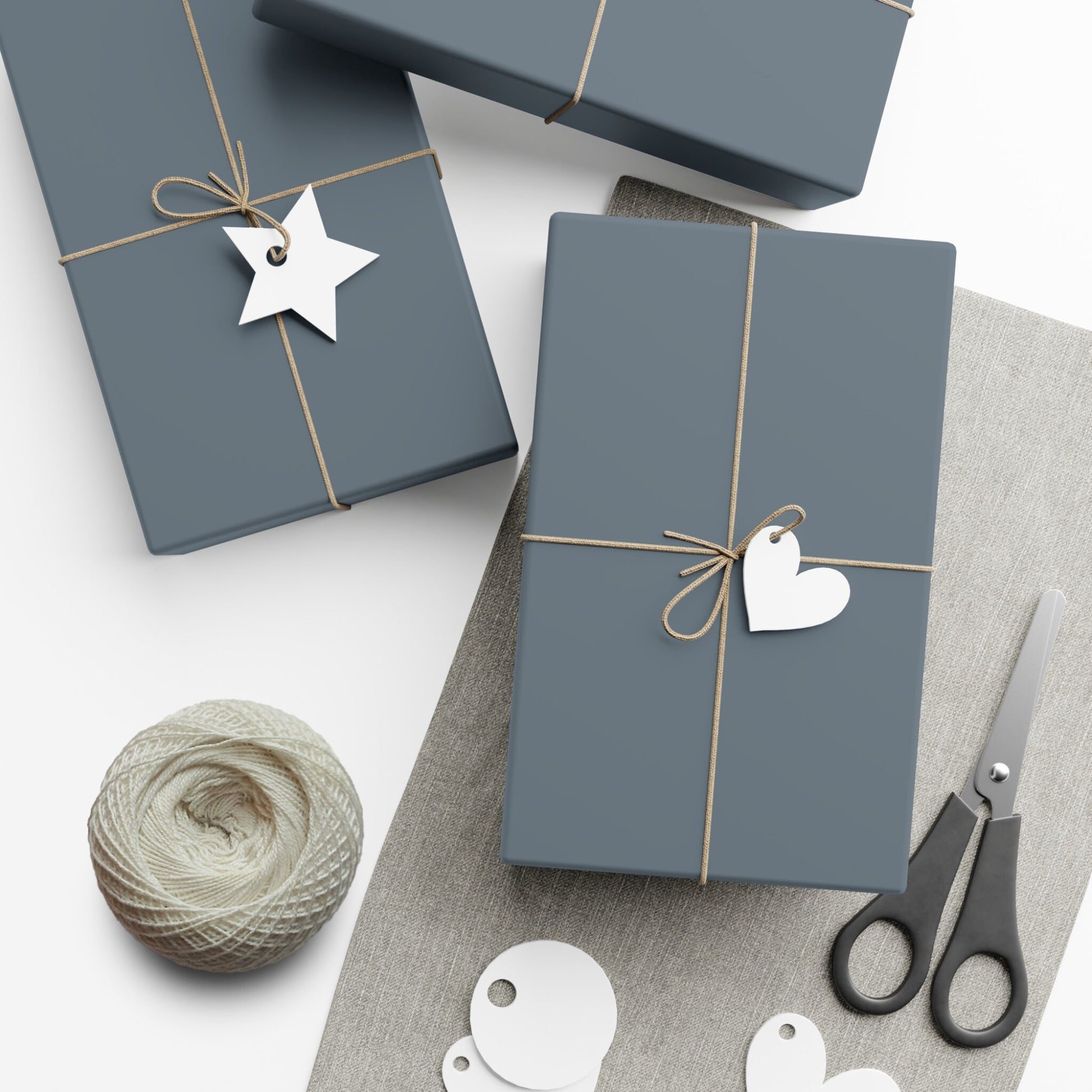 Muted Blue Solid Plain Christmas Wrapping Paper - Neutral Slate Blue - Eco Friendly- Simple Holiday Gift Wrap Paper Roll- Rustic Farmhouse