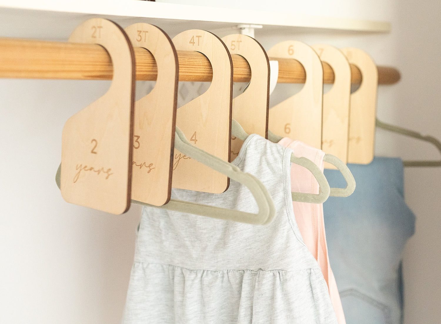 Modern Toddler Closet Dividers | Double-Sided Clothes Dividers | Kids Clothes Organizers | Toddler Hangers | Clothing Size Hangers | Wood