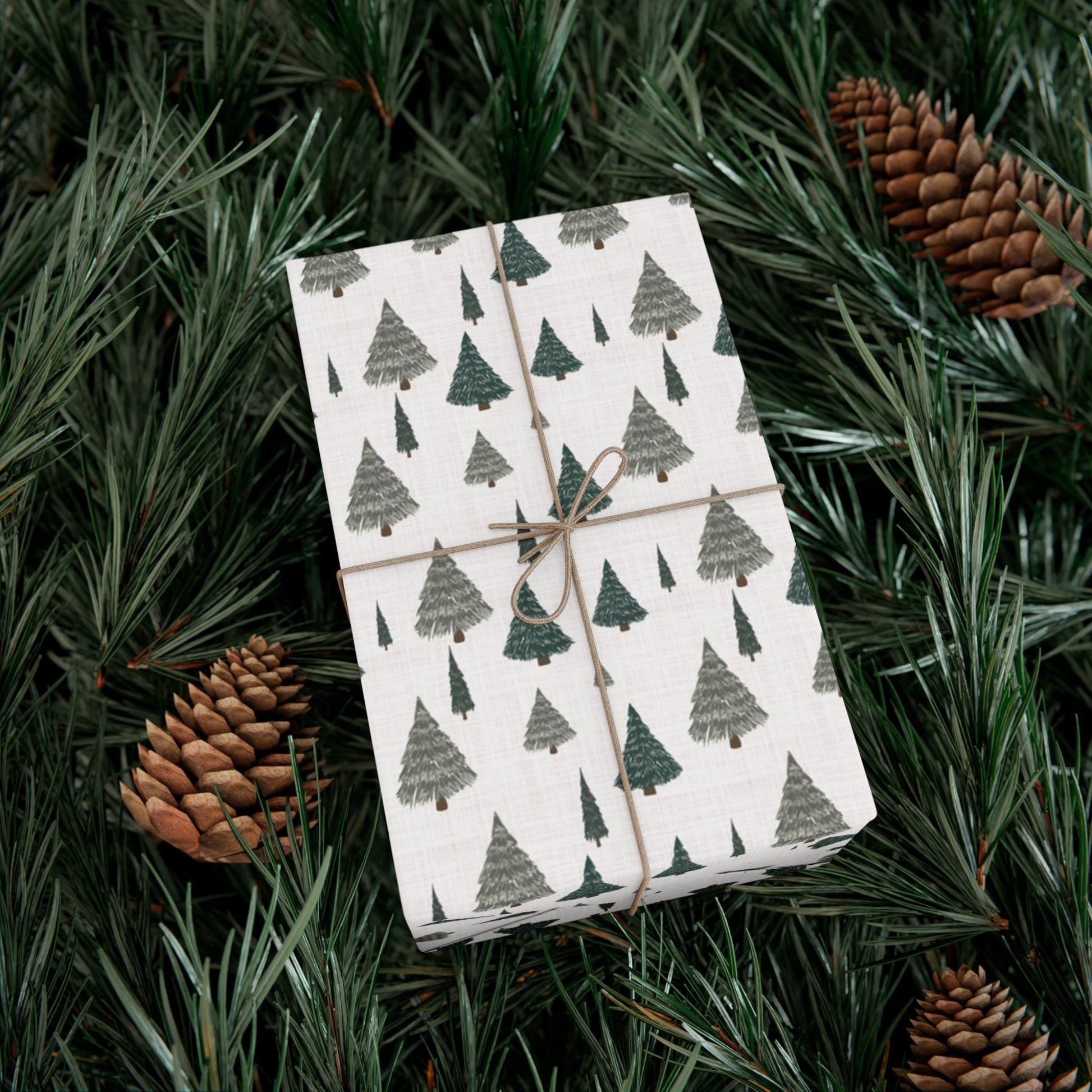 Modern Farmhouse Christmas Eco Friendly Wrapping Paper - Sage Green - Simple Holiday Gift Wrap Paper Roll- Rustic- Cottagecore-