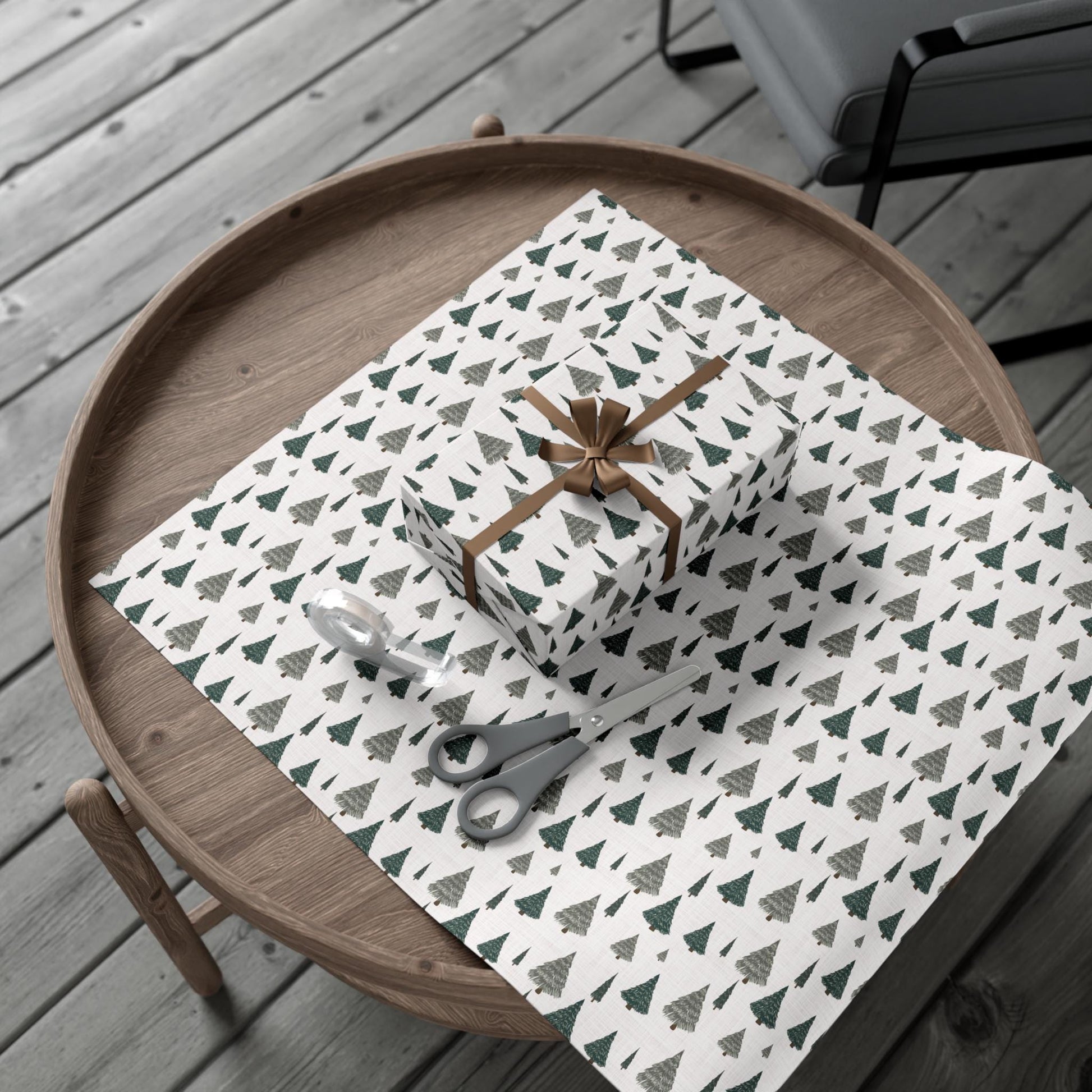 Modern Farmhouse Christmas Eco Friendly Wrapping Paper - Sage Green - Simple Holiday Gift Wrap Paper Roll- Rustic- Cottagecore-