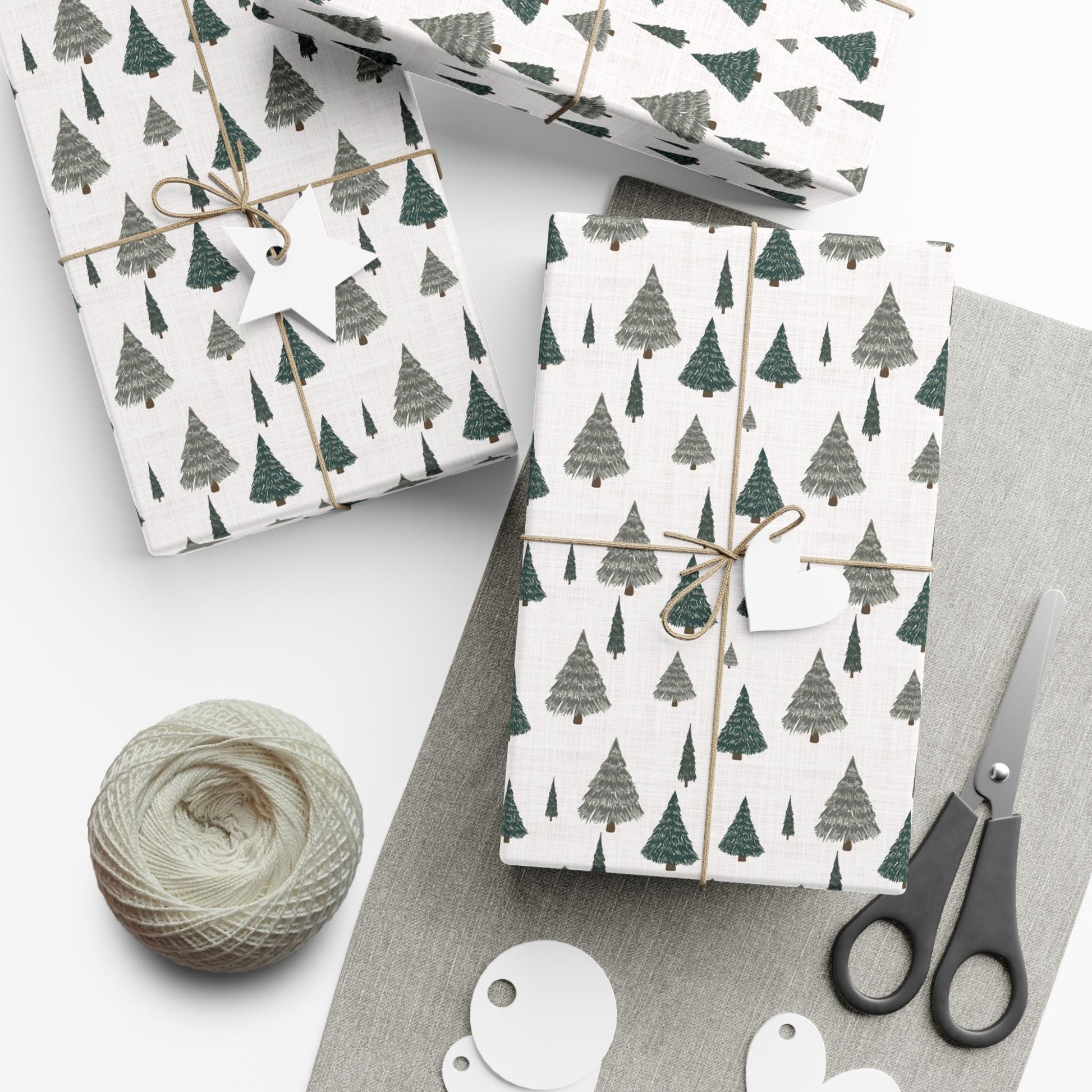 Modern Farmhouse Christmas Eco Friendly Wrapping Paper - Sage Green - Simple Holiday Gift Wrap Paper Roll- Rustic- Cottagecore-